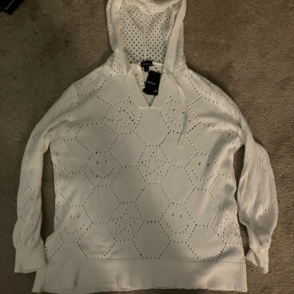NWT Torrid Ivory Pointelle Sweater Hoodie